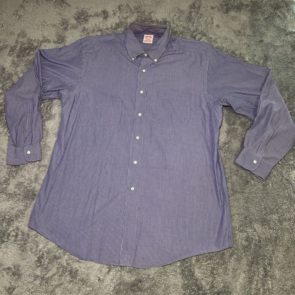 Brooks Brothers Men's Blue Striped Button Down Long Sleeve Shirt 16 1/2-4